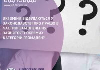 Які зміни відбуваються у законодавстві про працю в частині забезпечення зайнятості окремих категорій громадян?